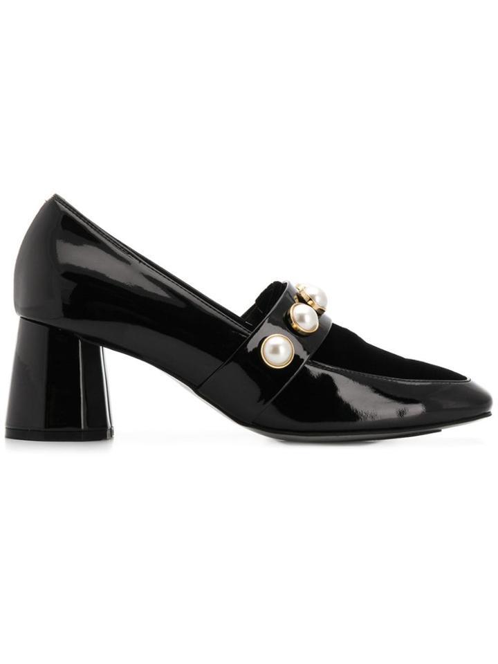 Suecomma Bonnie Faux Pearl Loafer Pumps - Black