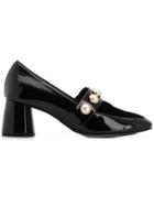 Suecomma Bonnie Faux Pearl Loafer Pumps - Black