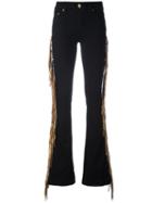 Don't Cry Fringed Side Flared Jeans, Women's, Size: 29, Black, Cotton/polyester/spandex/elastane