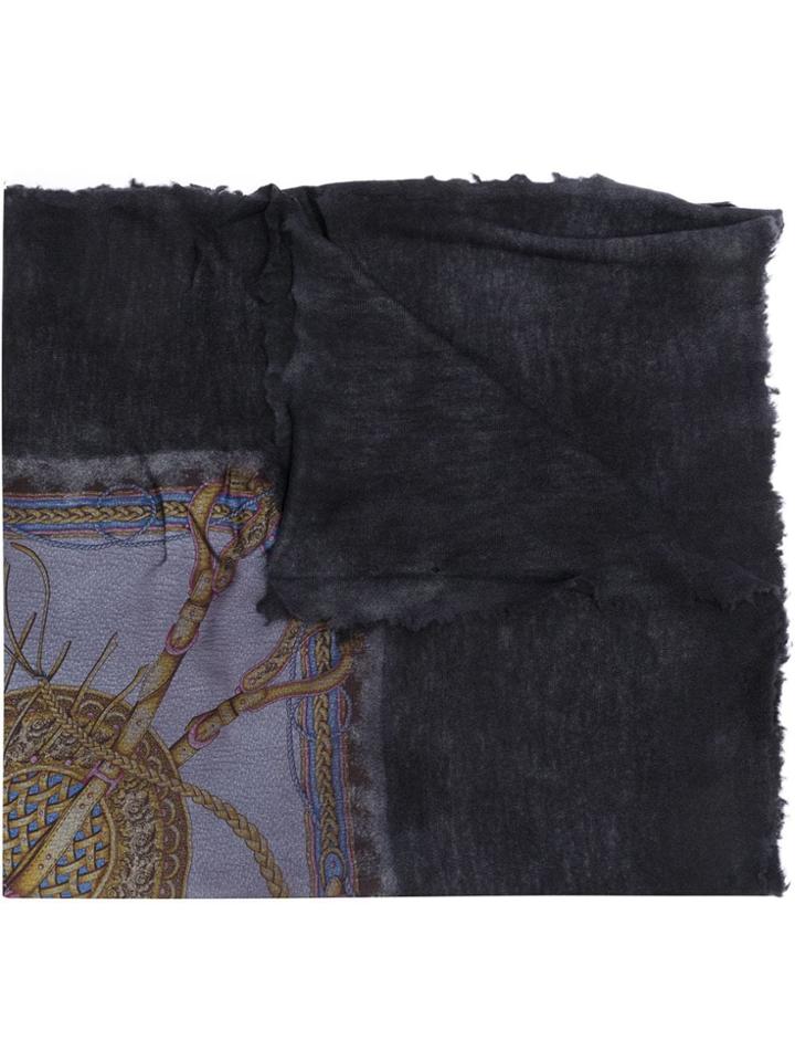 Avant Toi Printed Square Scarf - Black