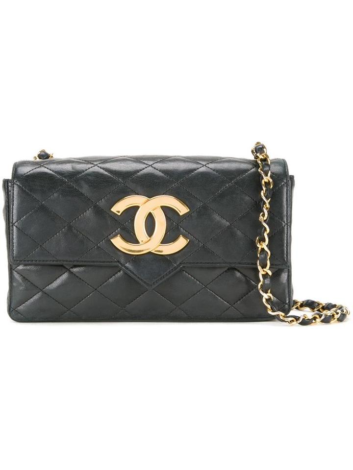 Chanel Vintage Pointed Flap Shoulder Bag, Women's, Black