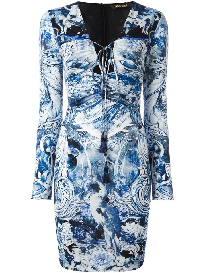 Roberto Cavalli - Multi-print Fitted Dress - Women - Viscose - 40, Blue, Viscose