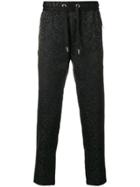Dolce & Gabbana Contrast Side Stripe Brocade Track Pants - Black