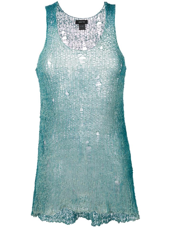 Avant Toi - Distressed Knitted Vest - Women - Silk/cotton - One Size, Green, Silk/cotton