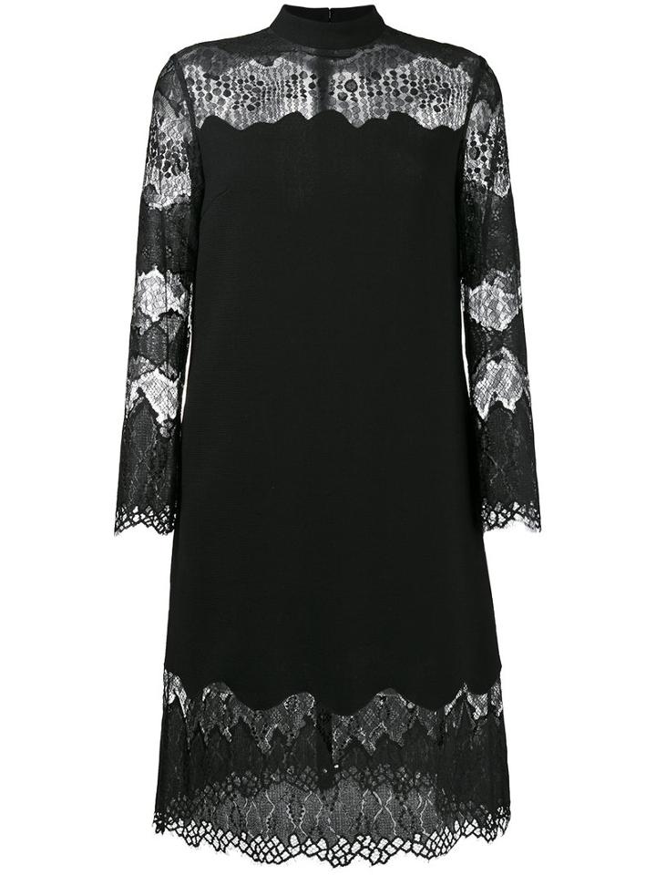 Huishan Zhang - Lace Insert Long Sleeve Dress - Women - Nylon/wool - 8, Black, Nylon/wool