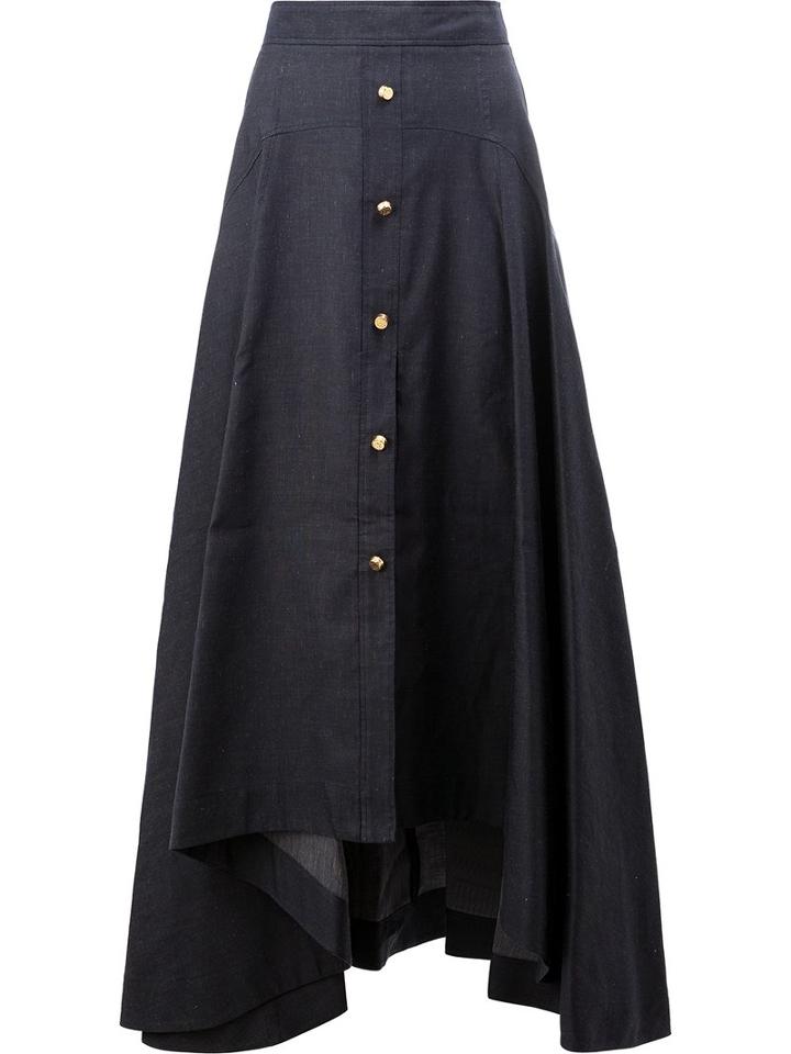 Peter Pilotto Draped Swing Skirt, Women's, Size: 10, Blue, Cotton/linen/flax