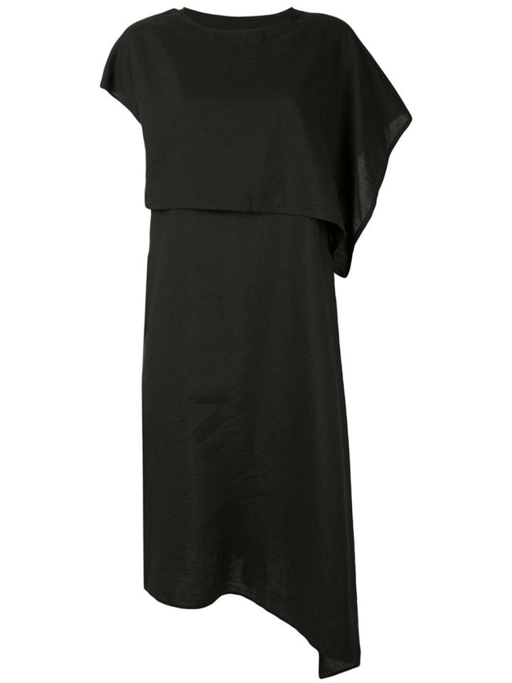 Y's Asymmetric Hem Shift Dress - Black