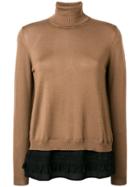 P.a.r.o.s.h. Roll-neck Contrast Sweater - Brown