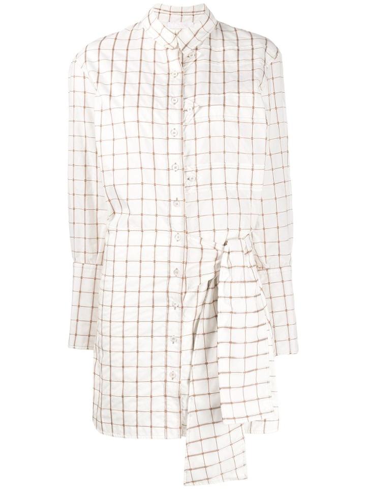 Chloé Grid Knotted Dress - White