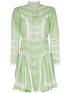 By Timo Organza High-neck Lace Detail Long-sleeved Cotton Dress -