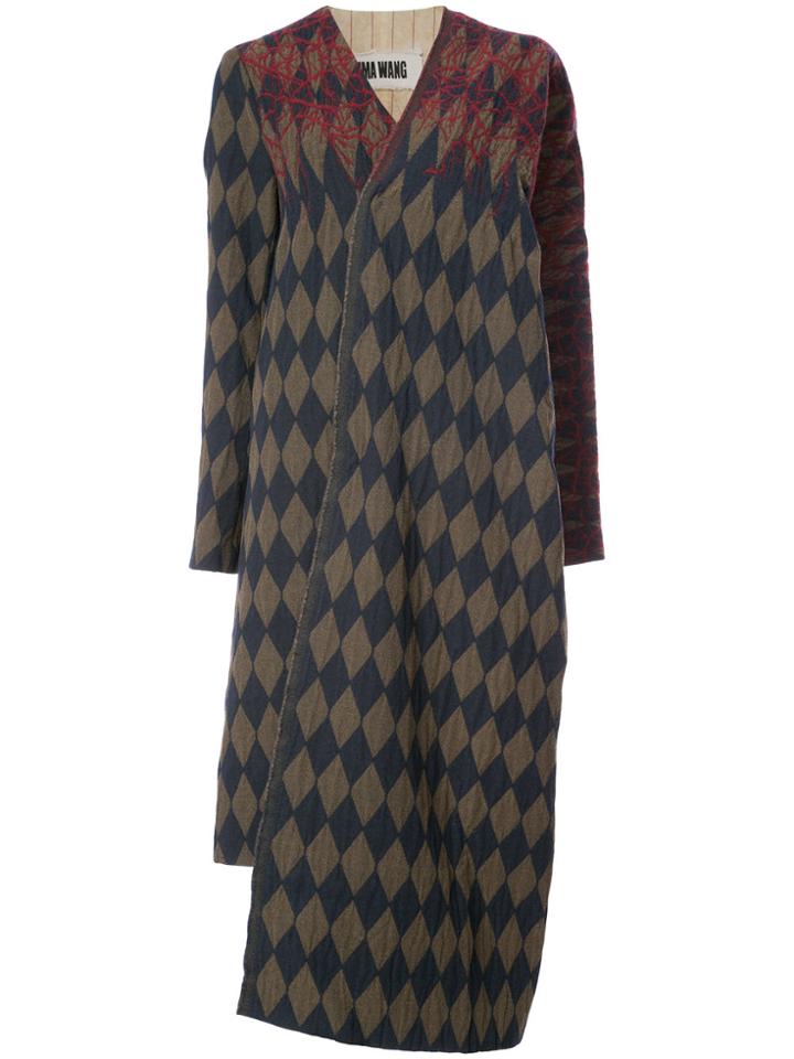 Uma Wang Oversized Diamond Pattern Coat - Brown