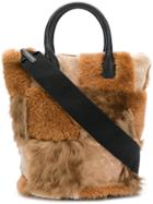 Marni Chequered Shearling Tote Bag - Brown