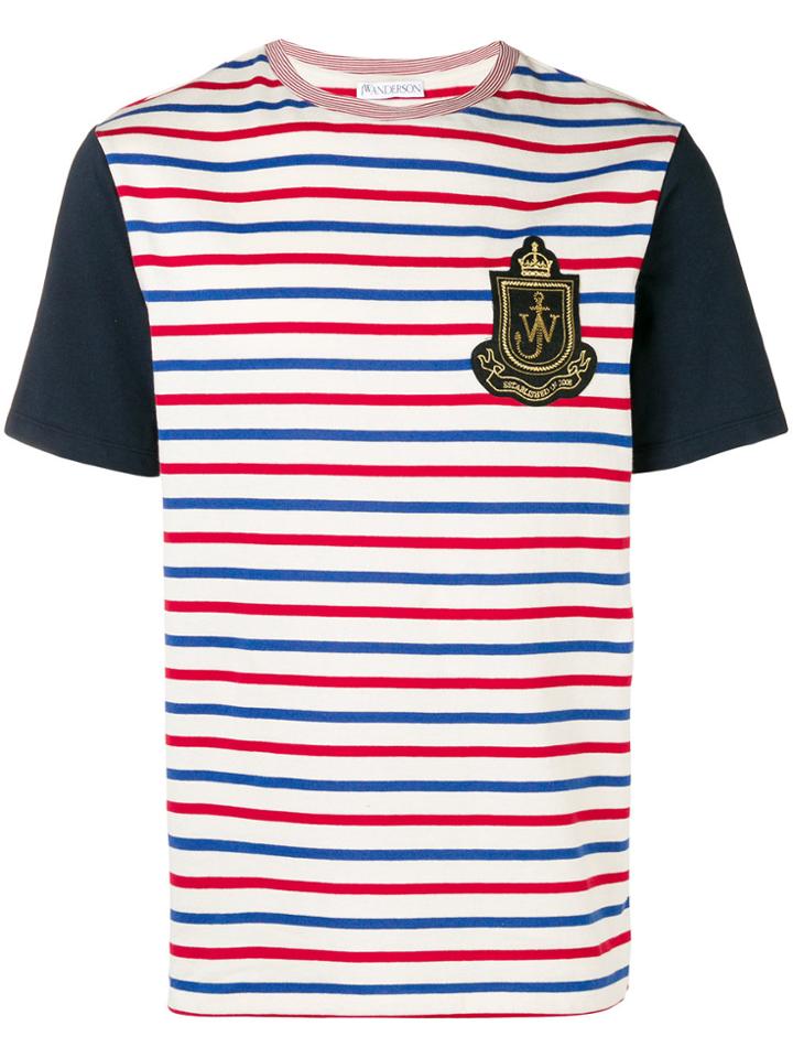 Jw Anderson Stripe Logo Patch T-shirt - Nude & Neutrals