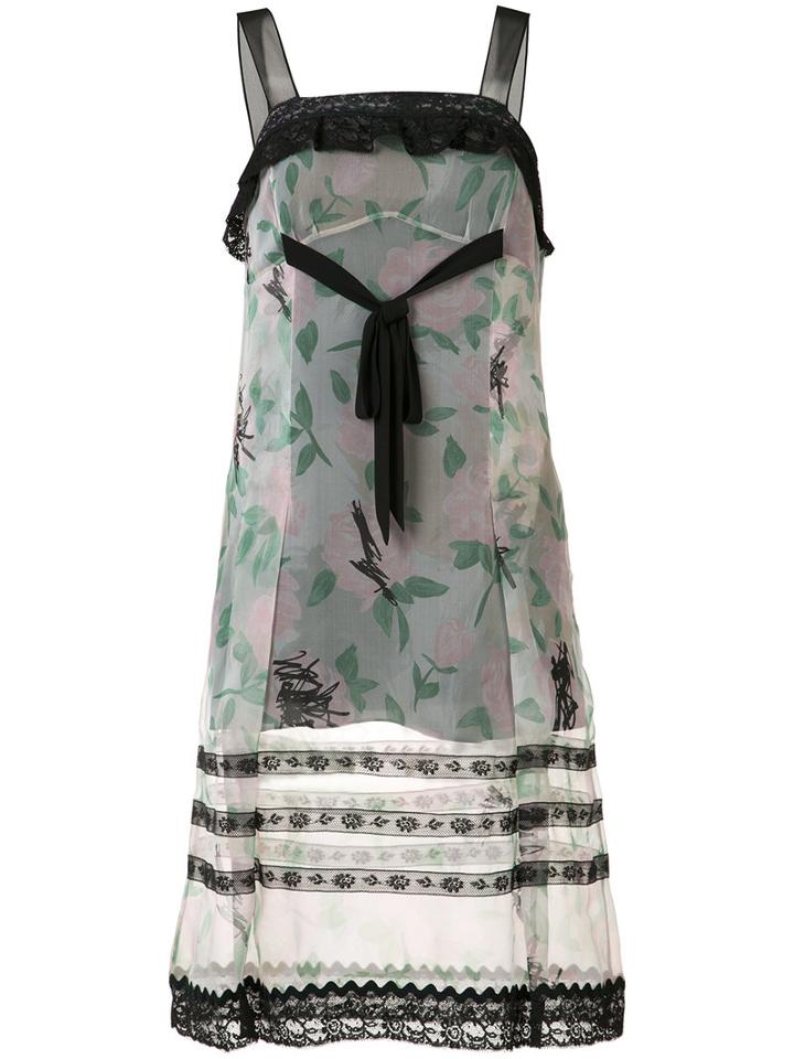 Coach Printed Lace Trim Dress, Women's, Size: 0, Black, Cupro/silk/polyamide/polyester