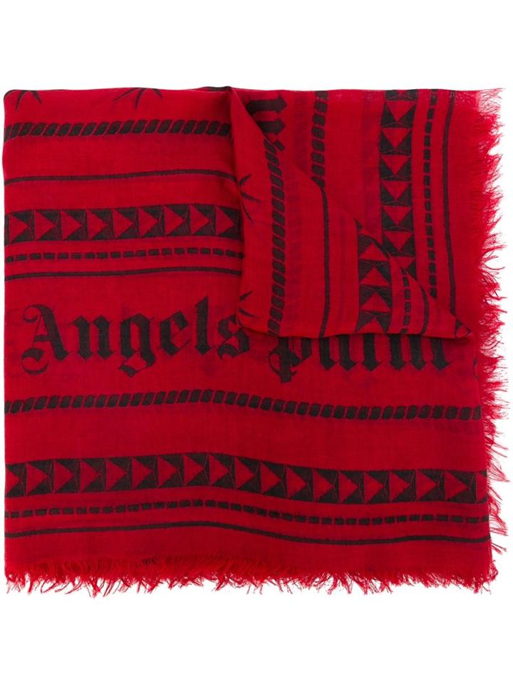 Palm Angels Geometric Print Scarf, Men's, Red, Modal/cashmere