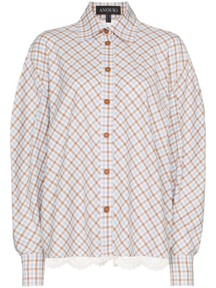 Anouki Lace Insert Check Shirt - Blue