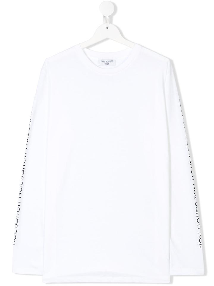 Neil Barrett Kids Teen Branded Sleeve Top - White
