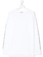 Neil Barrett Kids Teen Branded Sleeve Top - White