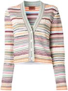 Missoni V-neck Striped Cardigan, Women's, Size: 46, Nylon/viscose