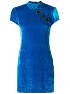 De La Vali Qipao-style Velvet Dress - Blue