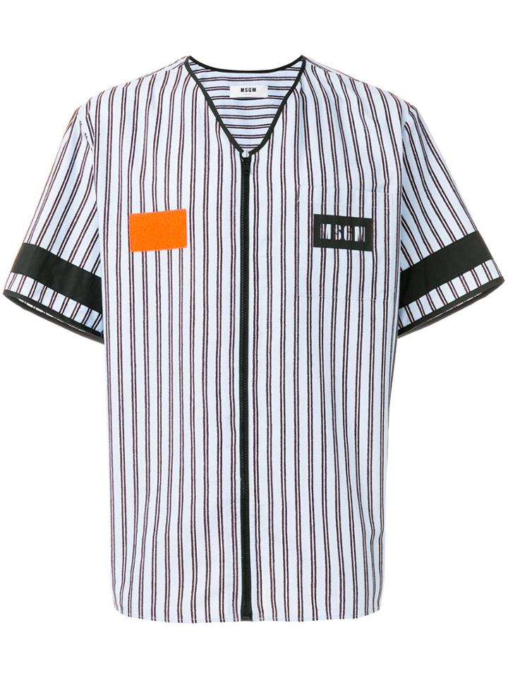 Msgm Zipped Stripe Shirt - Blue