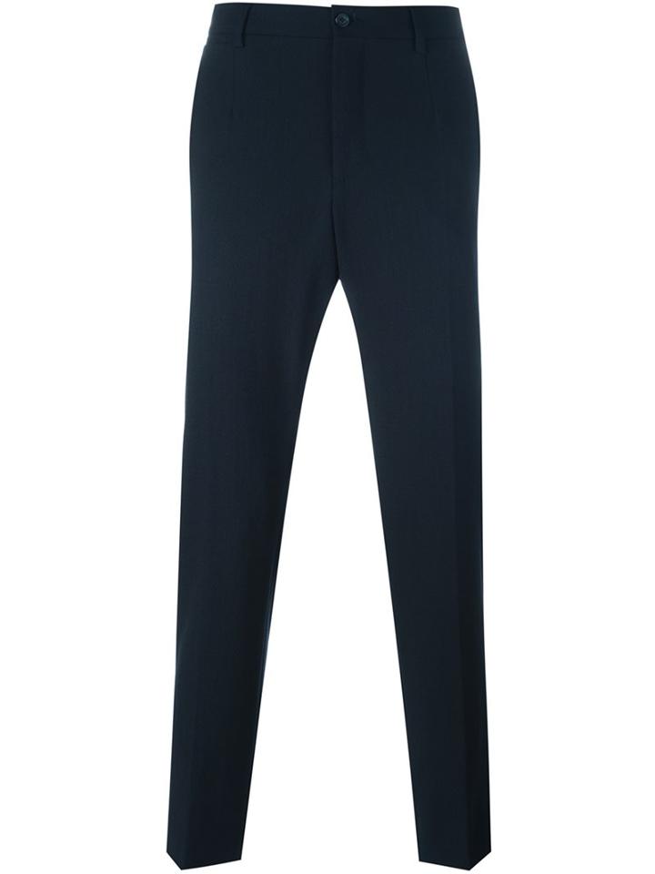 Dolce & Gabbana Jacquard Trousers, Men's, Size: 50, Blue, Cotton/spandex/elastane/virgin Wool
