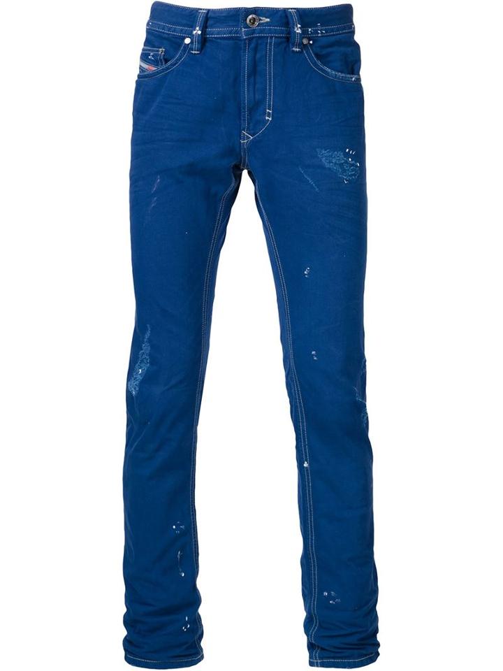 Diesel Ripped And Repaired Jeans, Men's, Size: 30, Blue, Cotton