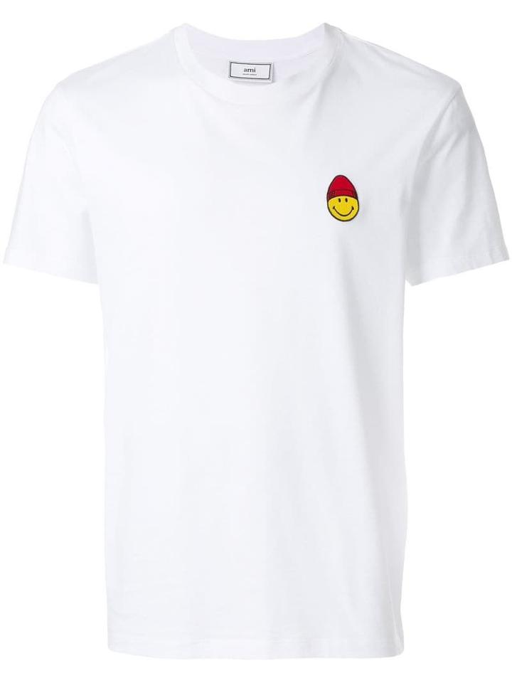 Ami Alexandre Mattiussi Crewneck T-shirt Smiley Patch - White