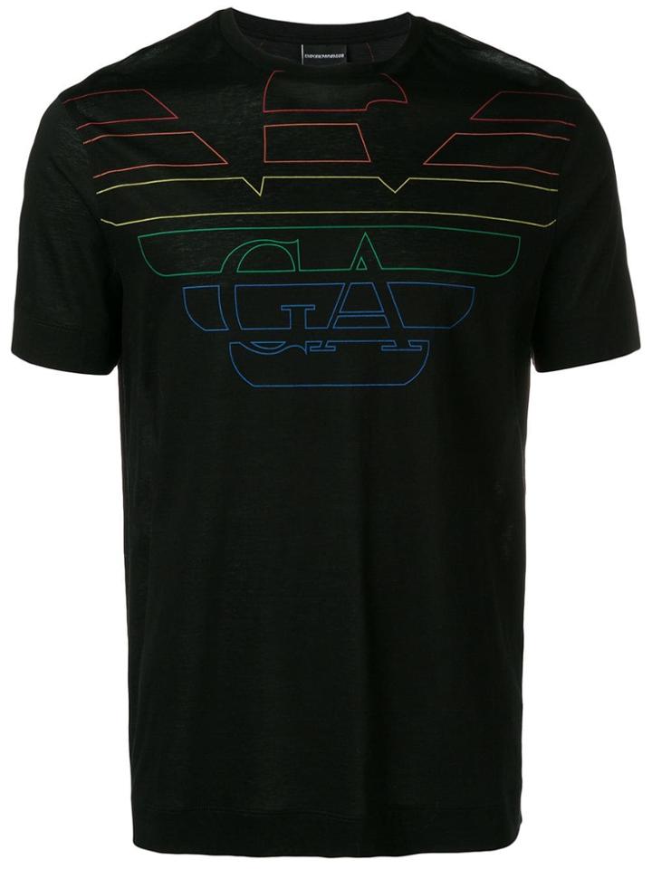 Emporio Armani Rainbow Logo Print T-shirt - Black