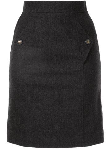 Chanel Pre-owned Button-embellished Mini Skirt - Grey