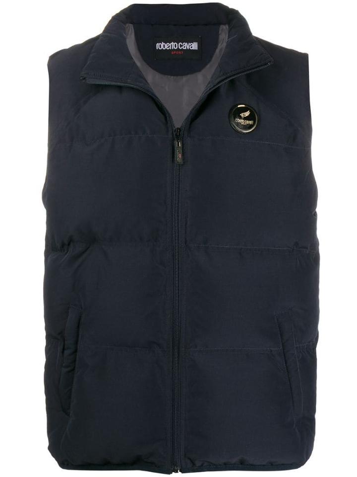 Roberto Cavalli Logo Patch Gilet - Blue
