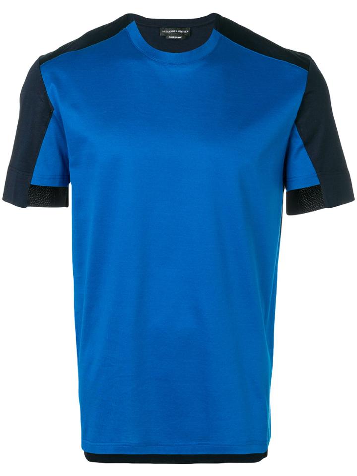 Alexander Mcqueen Contrast Panel T-shirt - Blue
