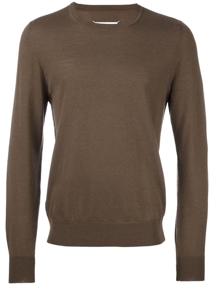 Maison Margiela Classic Crew Neck Sweater, Men's, Size: Small, Brown, Wool