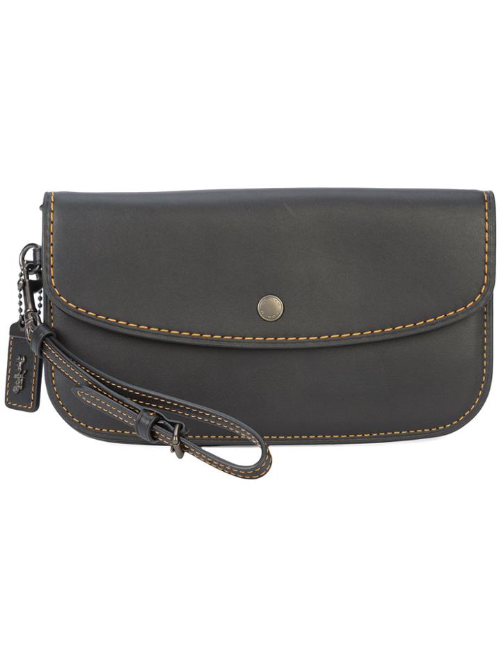 Coach Foldover Top Large Clutch - Black