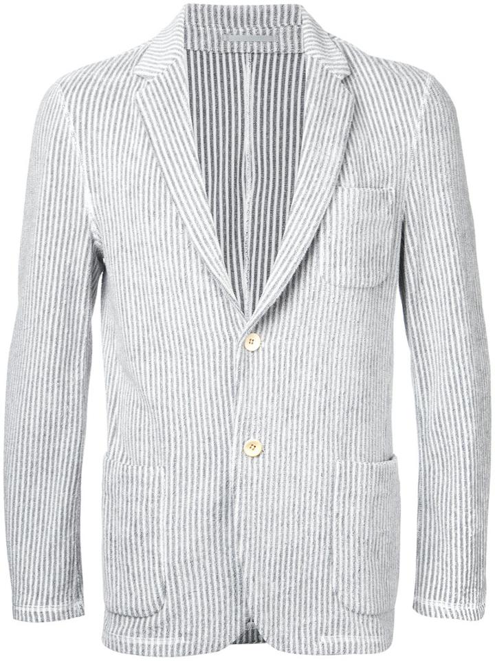 Estnation - Woven Stripe Blazer - Men - Cotton/polyester - Xl, Green, Cotton/polyester