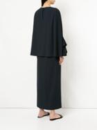 Goen.j Wide Ruffle Sleeve Maxi Cape Dress - Black