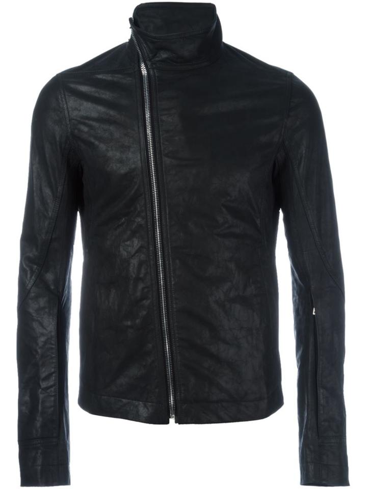 Rick Owens 'mollino's' Biker Jacket, Men's, Size: 54, Black, Calf Leather/cotton/cupro