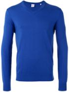 Aspesi V-neck Jumper, Men's, Size: 52, Blue, Cotton/cashmere