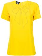 Boutique Moschino - Bow Embroidered T-shirt - Women - Polyester/spandex/elastane - 38, Yellow/orange, Polyester/spandex/elastane