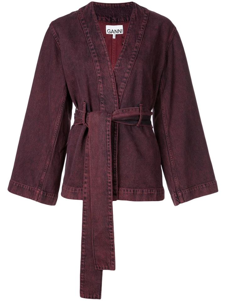 Ganni Oversized Belted Top - Purple