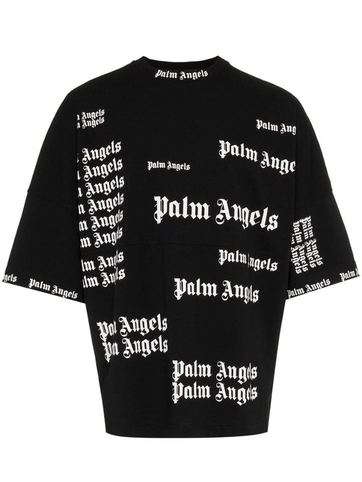 Palm Angels Palm Tee Blk Logo All Over - Black