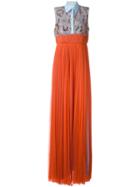 Delpozo Pleated Contrast Dress - Blue