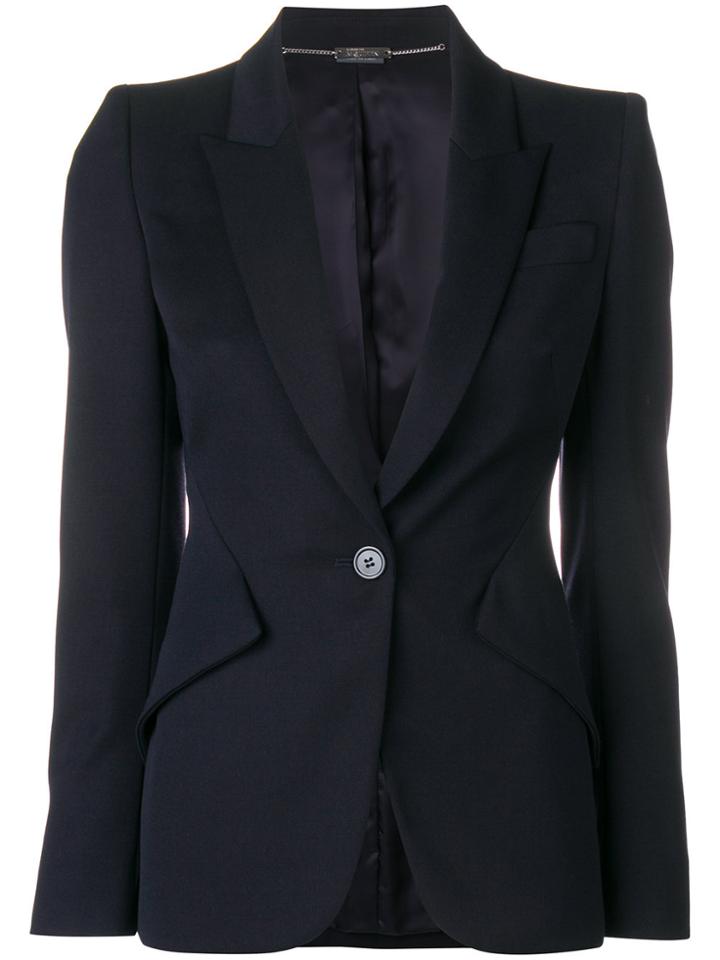 Alexander Mcqueen Leaf Crepe Blazer - Blue