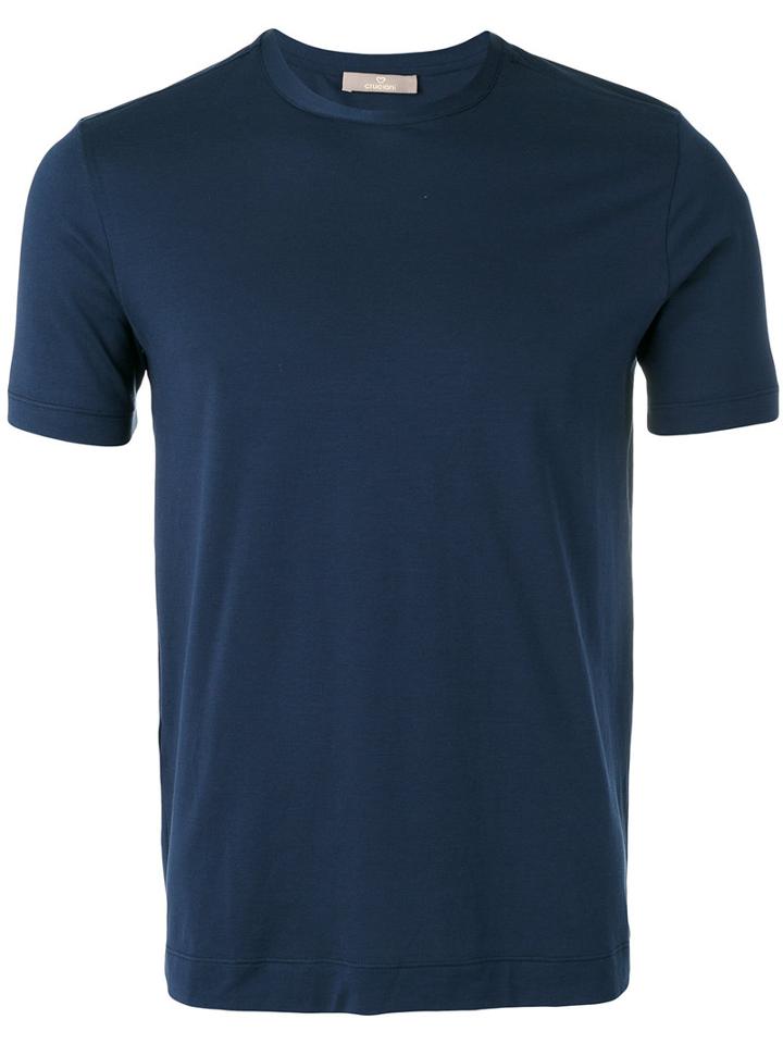 Cruciani Crew Neck T-shirt, Men's, Size: 46, Blue, Cotton/spandex/elastane