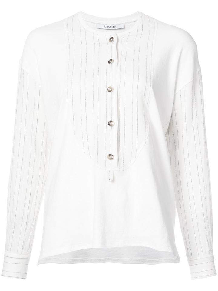Derek Lam 10 Crosby Long Sleeve Mixed Media Henley - White