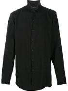 Transit Frayed Edge Shirt, Men's, Size: Medium, Black, Linen/flax