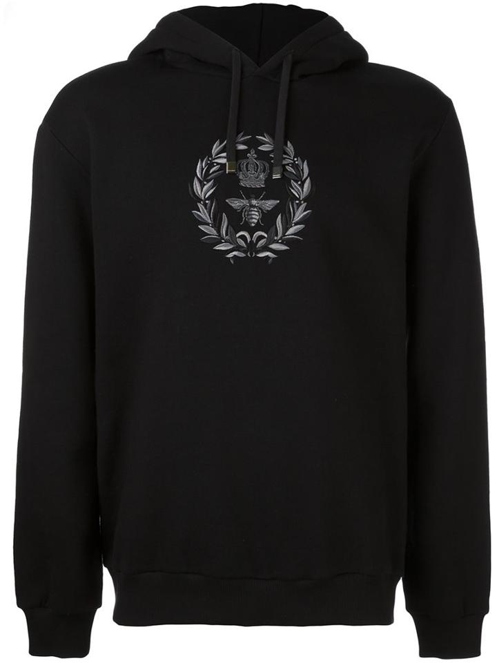 Dolce & Gabbana Bee And Crown Embroidered Hoodie