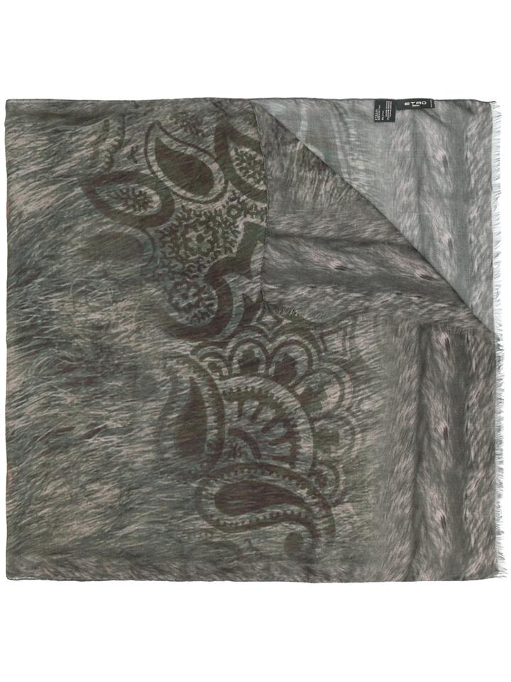 Etro - Animal Print Scarf - Men - Modal/cashmere - One Size, Grey, Modal/cashmere