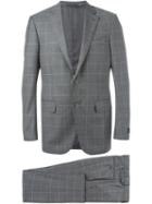 Ermenegildo Zegna Windowpane Suit, Men's, Size: 52, Grey, Cupro/wool