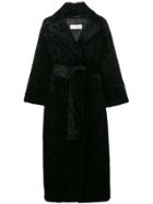 Alberto Biani Astrakan Belted Coat - Black